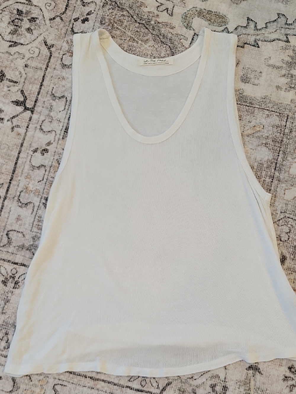 Free People- White Scoop Neck Tank Top